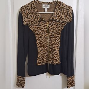 Joseph Ribkoff Animal Print Zip-up Cardigan Size 10